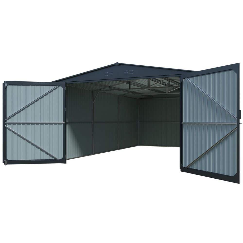 13 ft. W x 20 ft. D Metal Outdoor Storage Shed/Garage/Shelter Carport Shed with 2-Doors and 4 Vents, 260 sq. ft. Black price history on PriceWatchPro