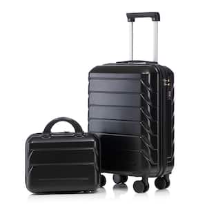 HIKOLAYAE 2 Piece Black ABS Aluminum Frame Hardside Spinner