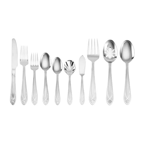 Pfaltzgraff Mirage Frost 45-Piece Flatware Set with Wire Caddy (Service for 8)
