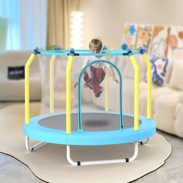 55 in. Small Toddler Trampoline with Basketball Hoop for Kids