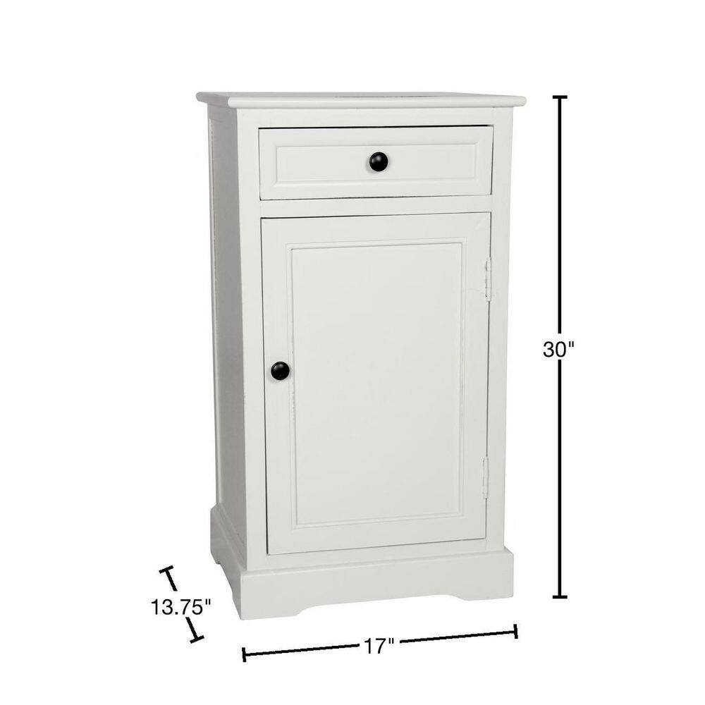 Classic White Manufactured Wood Nightstand with Cabinet and Drawer