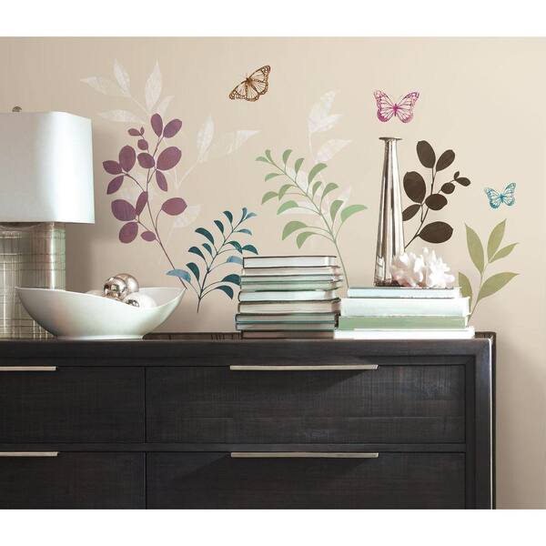 RoomMates 5 in. x 11.5 in. Botanical Butterfly Peel and Stick Wall Decal
