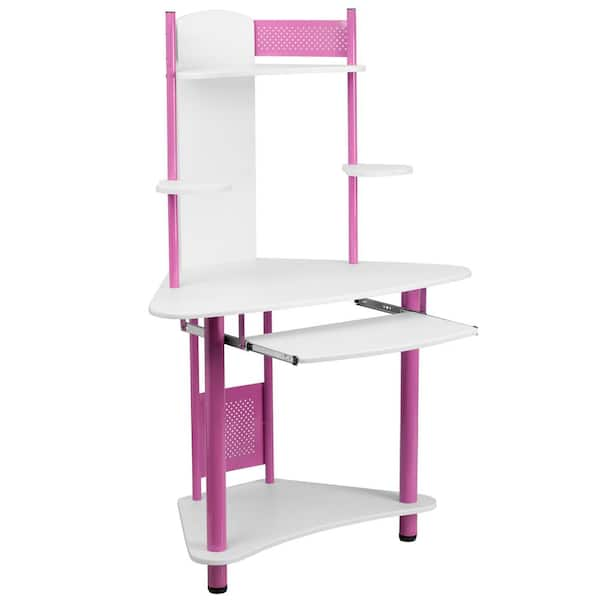 Pink and deals white computer desk