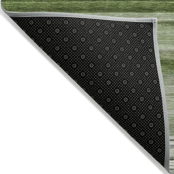 Artichoke Green 2 ft. x 8 ft. Woven Striped Polyester Runner Indoor / Outdoor Area Rug