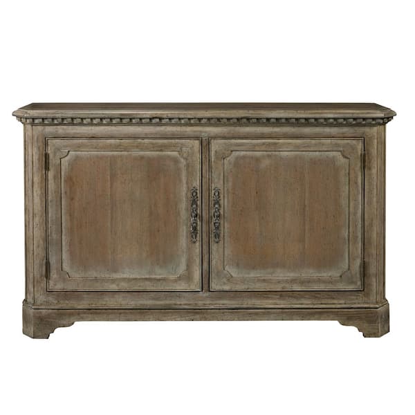 Pulaski Furniture Hand Painted Traditional Brown Distressed 2-Door Accent Storage Console with Brass Hardware