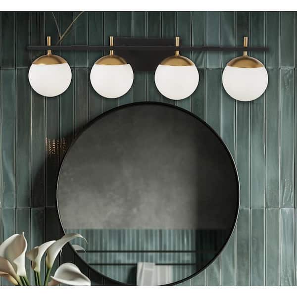 Alluria 4-Light Weathered Black with Autumn Gold Accents Bath Light