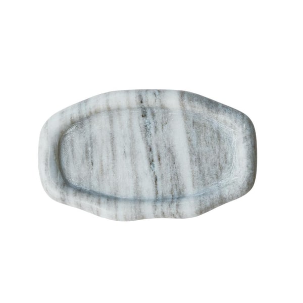 Storied Home 8 in. W x 1 in. H x 5 in. D Oval Buff Beige Marble Serving Tray
