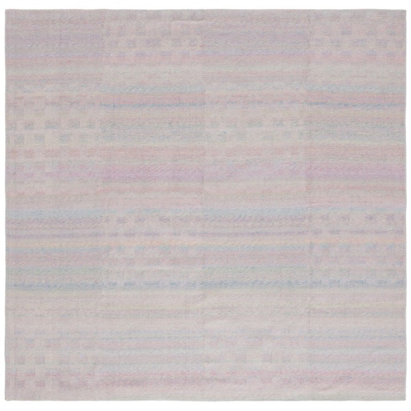 Cabo 7 ft. x 7 ft. Pink/Blue Striped Geometric Square Area Rug