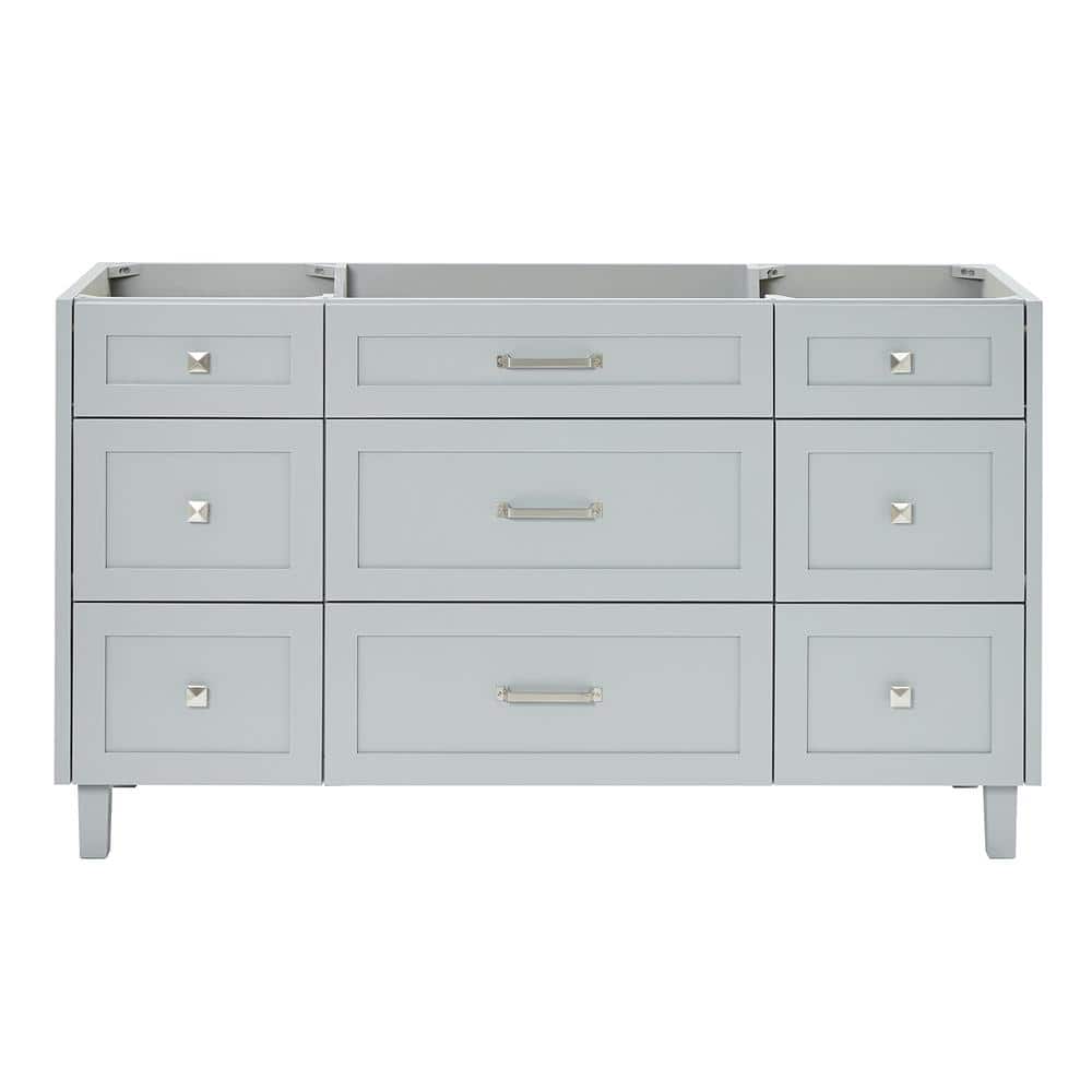 Monroe 60 in. Freestanding Bathroom Vanity Cabinet without Top in Gray (Assembled)