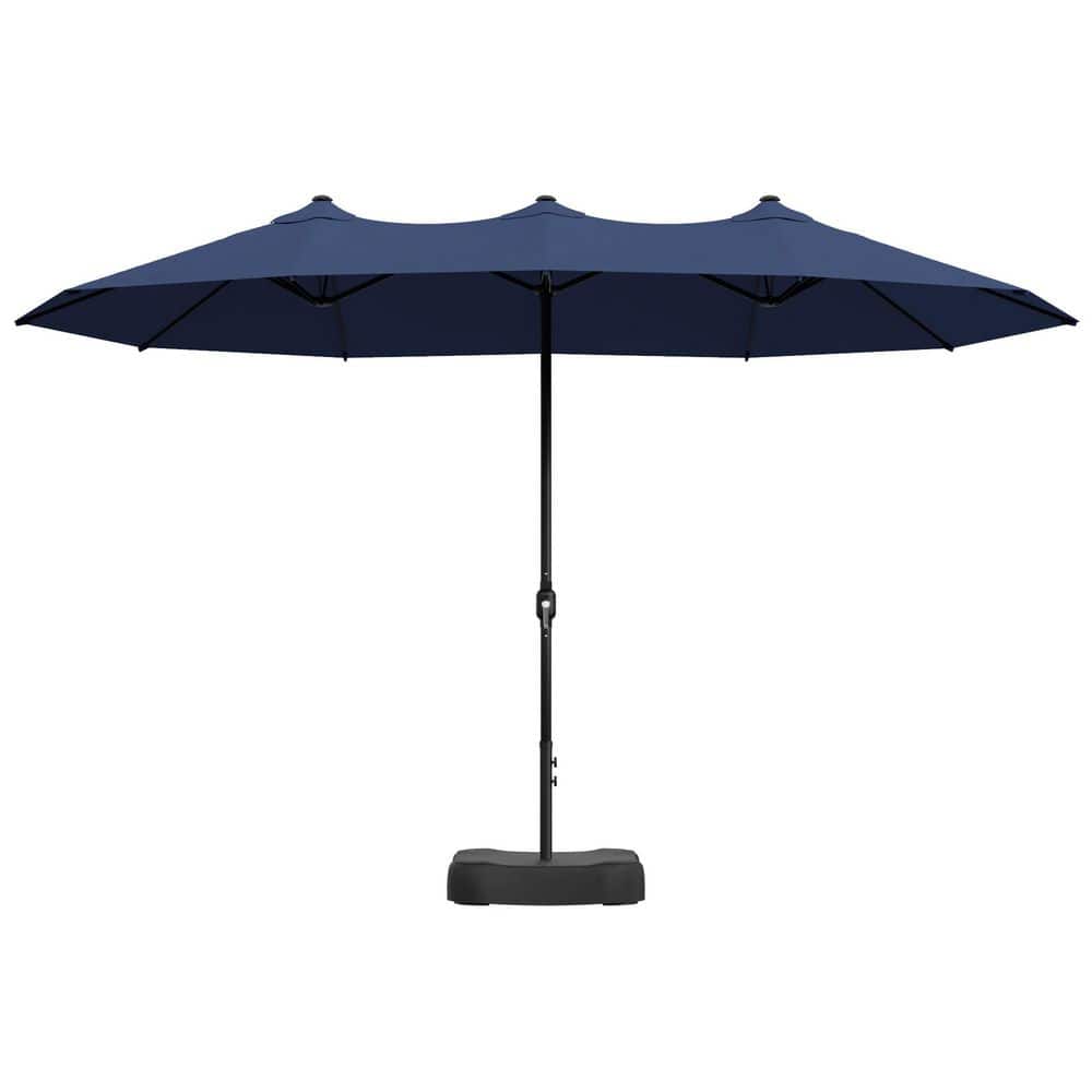 15 ft. Outdoor Patio Umbrella Market Double-Sided Umbrella with Base in Navy Blue price history on PriceWatchPro