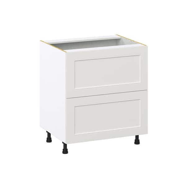 Galveston 30 in. W x 24 in. D x 34.5 in. H Assembled Shaker Drawer Base Kitchen Cabinet in Light Grey with 2-Drawers