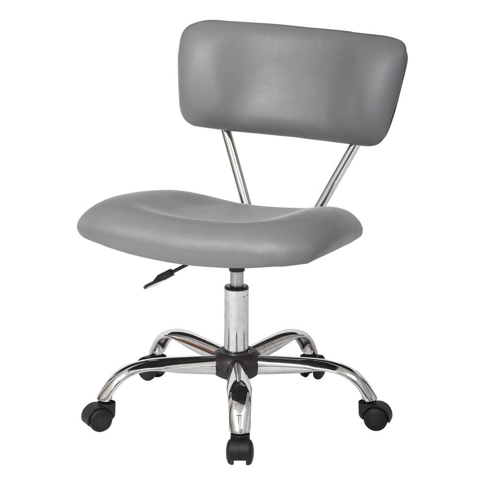 Vista Swivel Low-Back Task Chair in Gray Faux Leather