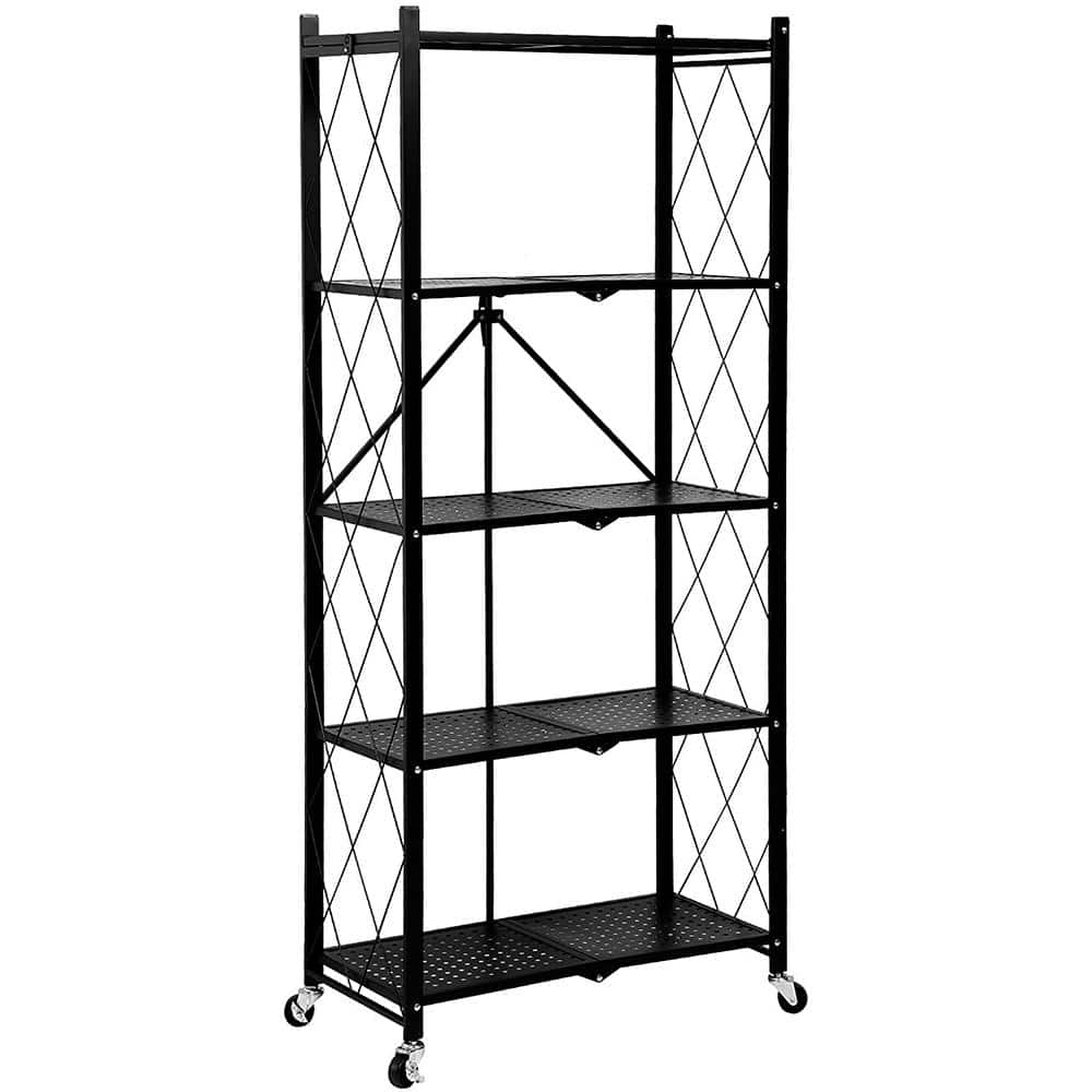 Siavonce 5-Tier Heavy Duty Foldable Metal Rack Storage Shelving Unit ...