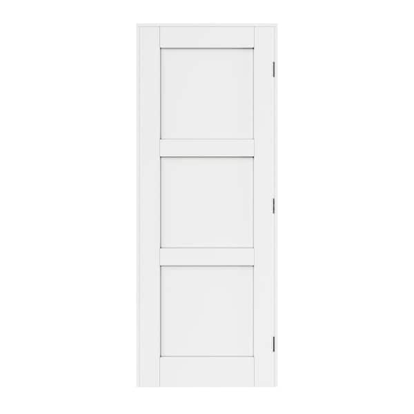 ARK DESIGN 30 in. x 80 in. Paneled Blank 3-Lite Right Handed White Solid Core MDF Door with Quick Assemble Jamb Kit