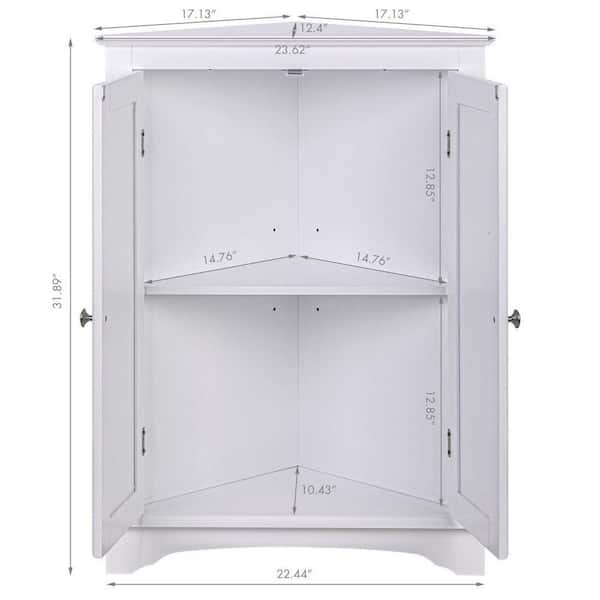 Olivo Tall Bathroom Corner Cabinet, Freestanding, White