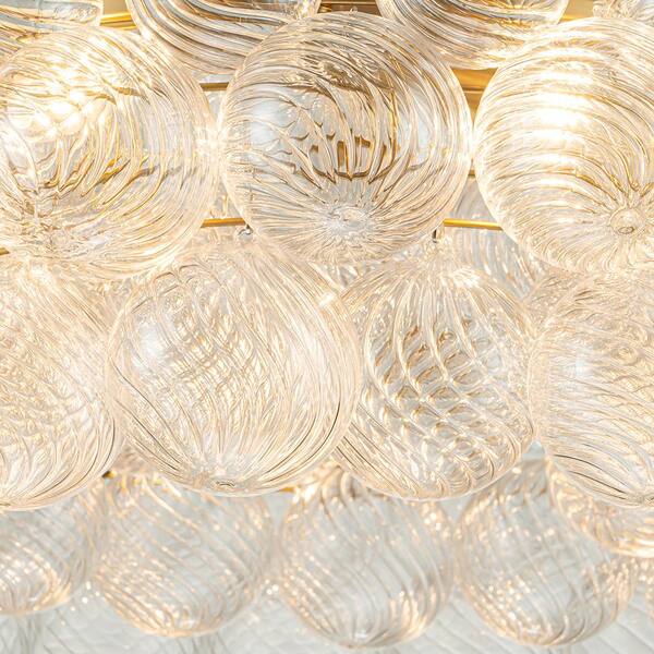 HUOKU Neuvy 8-Light 32.7 in.W Brushed Brass Modern Bubble Cluster
