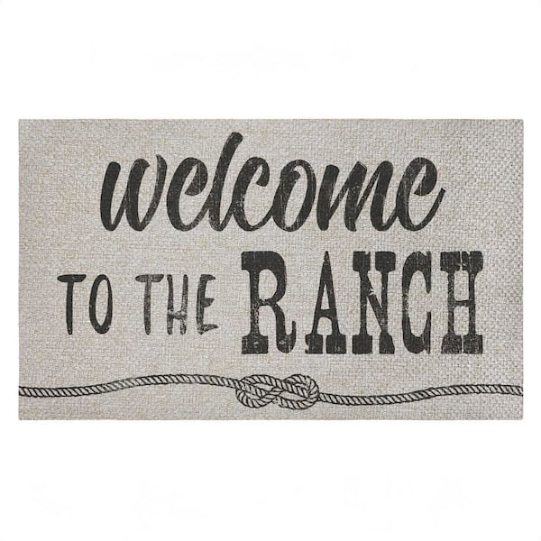 Welcome to Ranch Entry Black 18 in. x 30 in. Polyester Non-Slip Outdoor Door Mat