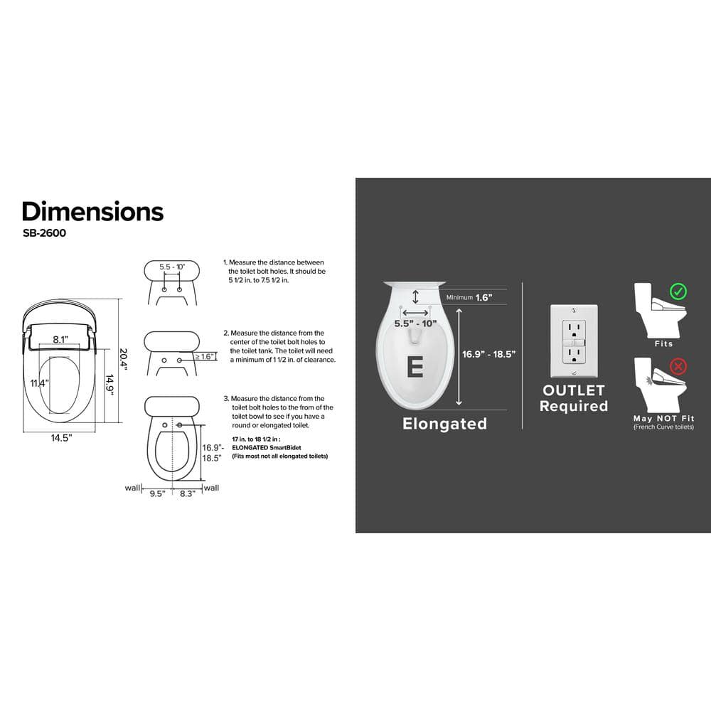 White Electric Bidet Toilet Seat with Heated Water and Touch Control
