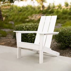 Arcadia White Plastic Outdoor Patio Adirondack Chair (Single)