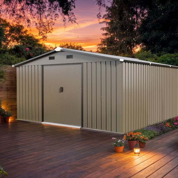 Zeus & Ruta 12 ft. W x 10 ft. D Brown Metal Outdoor Storage Shed