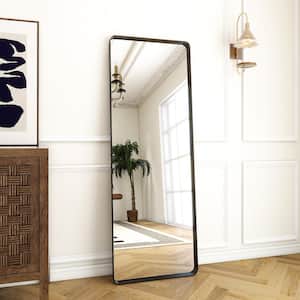 20 in. W x 64 in. H Rectangular Modern Black Aluminum Deep Framed Full Length Mirror Floor Mirror