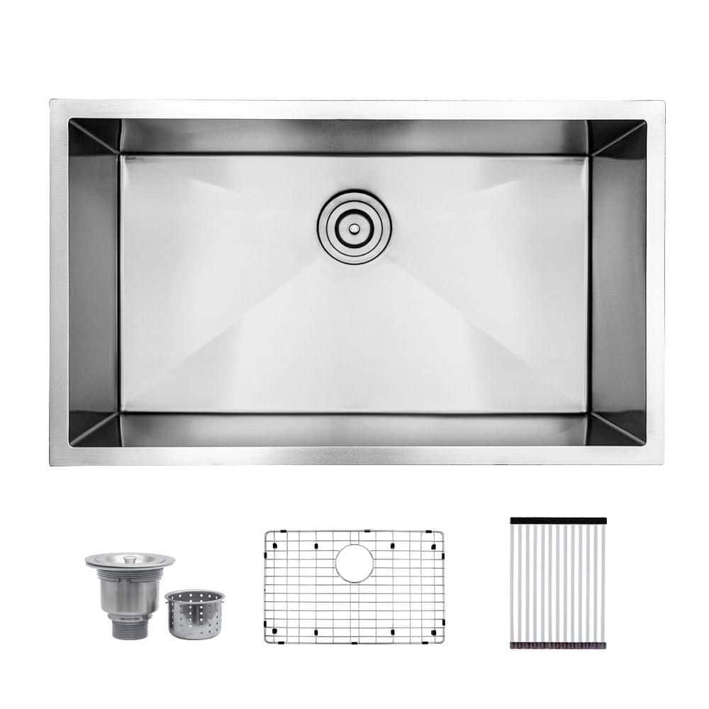 32 in. Undermount 18 Gauge Stainless Steel Kitchen Sink with Roll Out Dry Rack and Bottom Grid price history on PriceWatchPro