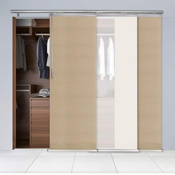 EMOH Morning Glow Adjustable Sliding Single Rail Track with 23.5 in. Slates, Extendable 36 in. to 66 in. W x 94 in. L