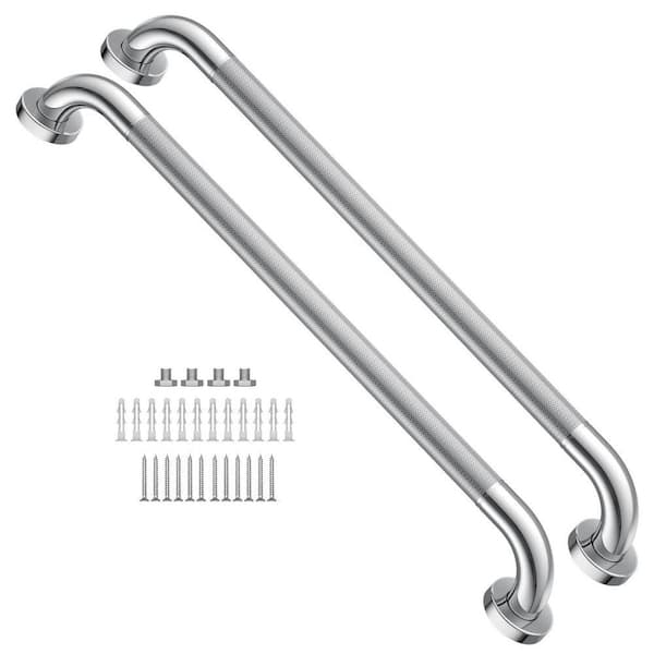 24 in. Stainless Steel Shower Grab Bar 2 Pack Bathroom Safety Rail ...
