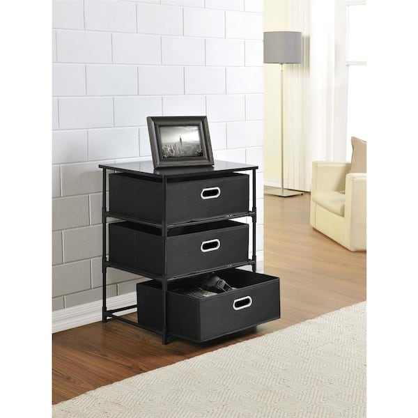 Altra Furniture Black 3-Bin Storage End Table
