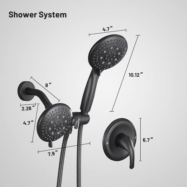 Heemli 4.7 in. Single Handle 5-Spray Shower Faucet Kit Handheld