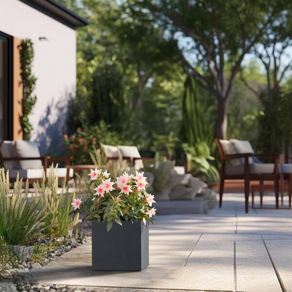 Sapcrete 12 in. Medium Granite Gray Concrete Square planter