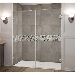 Nautis 68 in. x 72 in. Completely Frameless Hinged Shower Door in Stainless Steel