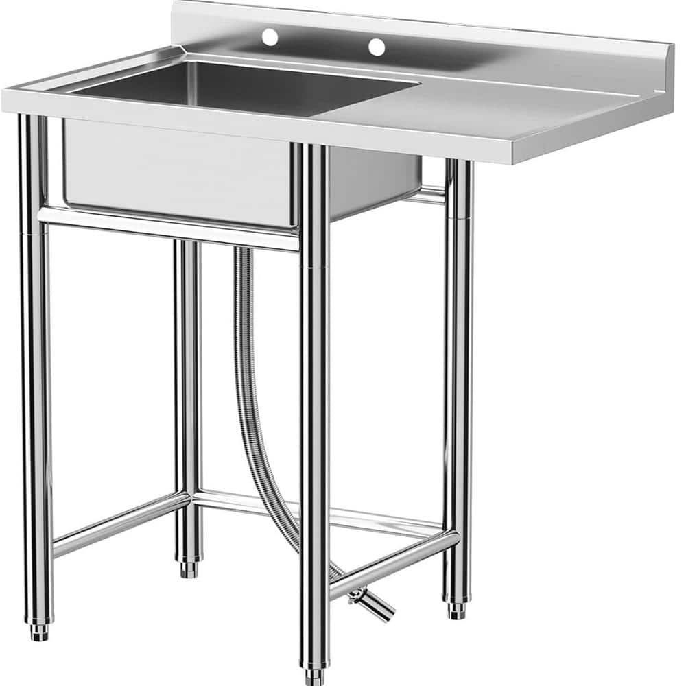 21 in. D x 36 in. W Freestanding Stainless Steel Single Bowl Utility Sink w