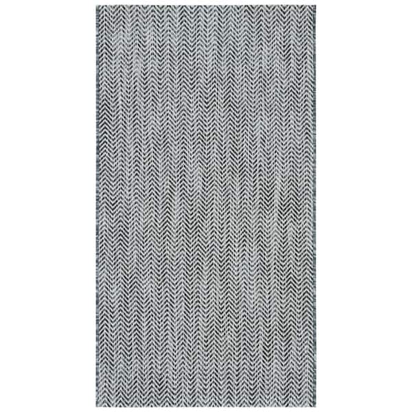 SAFAVIEH Courtyard Black/Beige Doormat 3 ft. x 5 ft. Geometric Indoor/Outdoor Patio Area Rug