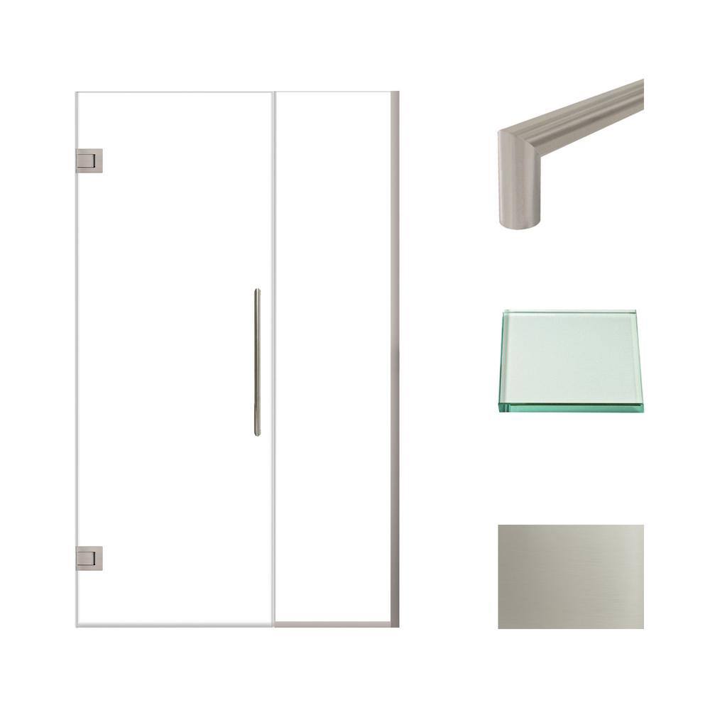 Elizabeth 76" High Stainless Steel Frameless Shower Door with Clear Glass