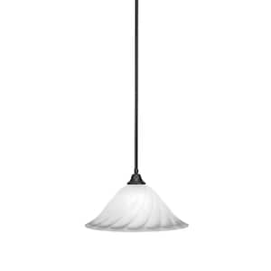 Sparta 100-Watt 1-Light Matte Black Bowl Mini Pendant Light with Glass Shade