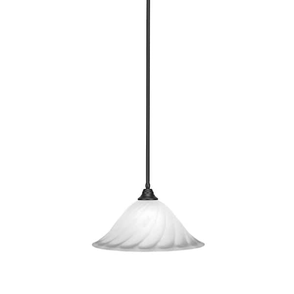 Unbranded Sparta 100-Watt 1-Light Matte Black Bowl Mini Pendant Light with Glass Shade