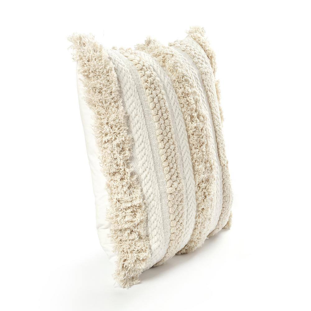 Ivory Cotton Euro Tufted Decorative Pillow Cover