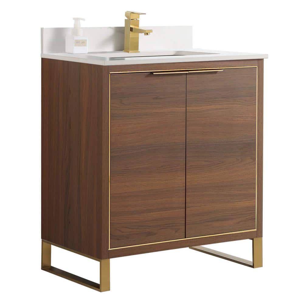 Opulence 30 in. W x 18 in. D x 33.5 in. H Bath Vanity in Walnut Ebony with White Carrara Single sink Top price history on PriceWatchPro
