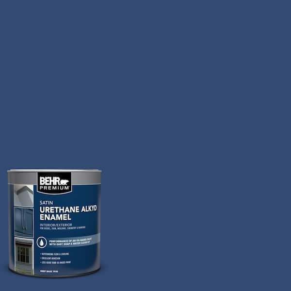 BEHR PREMIUM 1 qt. #S-H-580 Navy Blue Satin Enamel Urethane Alkyd Interior/Exterior Paint