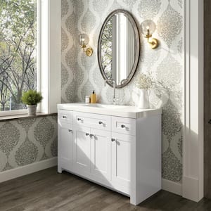 Everdean 49 in. W x 19 in. D x 34 in. H Single Sink Freestanding Bath Vanity in White with White Cultured Marble Top