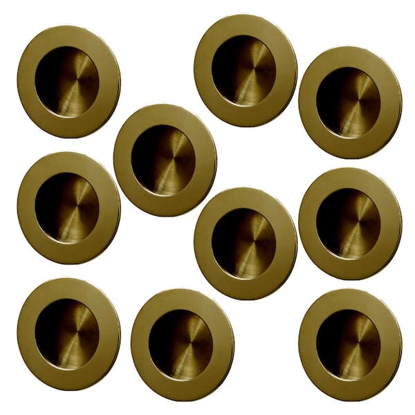 INOX FHIX 2-9/16 in. Dia Satin Brass PVD Stainless Steel Circular Flush Cup Pull (10-Pack)