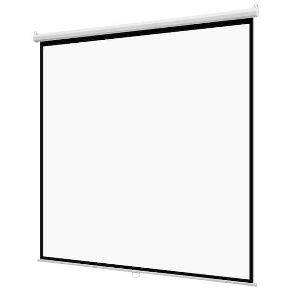 Manual Projector Screen, 120 in. 1:1 4K 1080 HD Retractable Pull Down Projector Screen, Wall Mounted Movie Projection