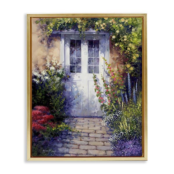 Stupell Industries Back Doorway Plants by Hilary Mayes Gold Floater Frame Architecture Graphic Art Print 31 in. x 25 in.