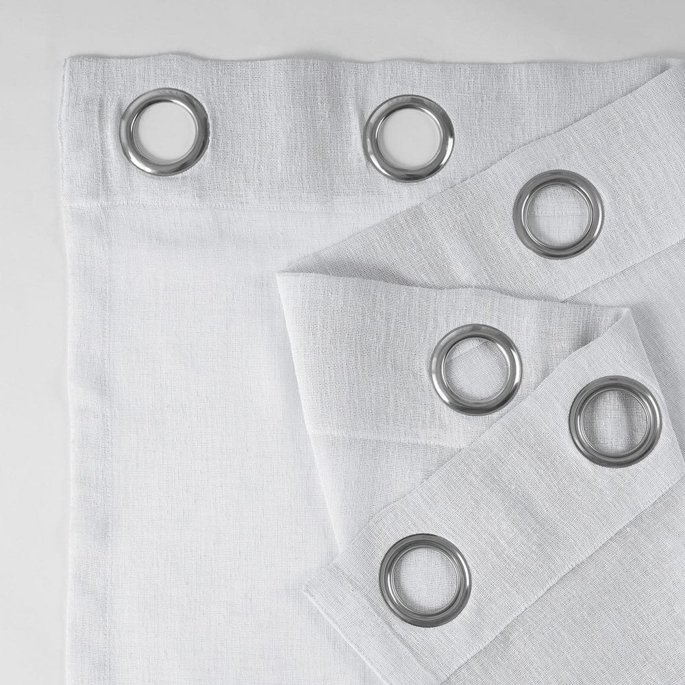 Aspen White Grommet Faux Linen Sheer Curtain Panel 50x96