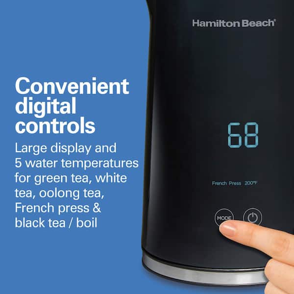 Razorri Electric Kettle 1-Click Control LED Digital Display, 1.7 Liter, BPA-Free, Boil Dry Protection, Keeps Warm Up to 2 Hours - Black