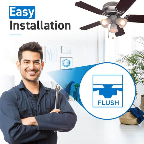 42 Inch newest Traditional Flush Mount Indoor LED Ceiling Fan -fvgfdxvgdfbg