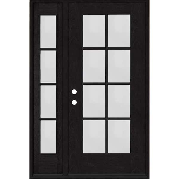 Regency 53 in. x 80 in. Full Lite 8 Lite Clear Glass RH Onyx Stain Mahogany Fiberglass Prehung Front Door w/14in.SL