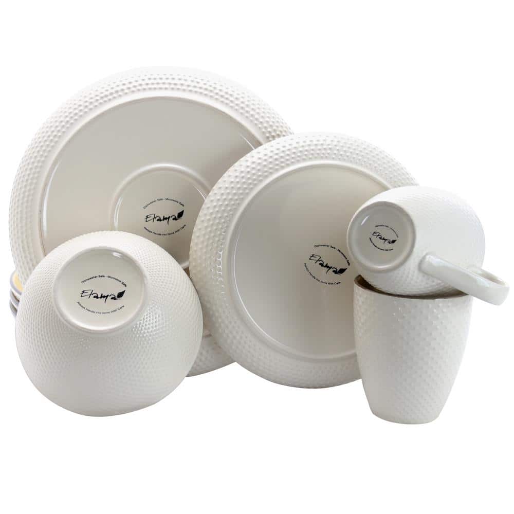 Mellow Yellow and White 16-Piece Ceramic Dinnerware Set