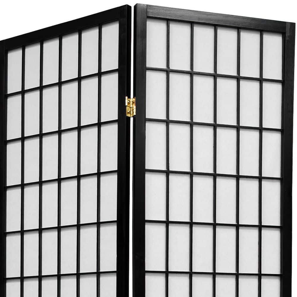 3 ft Black Shoji Screen with Translucent Rice Paper Panels